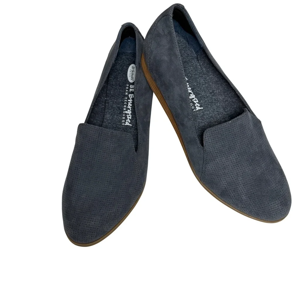 Dr. Scholl's BE Energized Navy Blue‎ Faux Suede Slip On Loafers Womens 10M